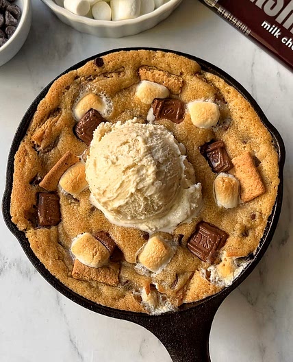 Single Serving S’mores Stuffed Cookie Skilet