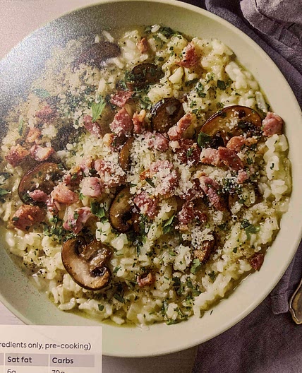 Easy Mushroom Risotto With Crispy Bacon
