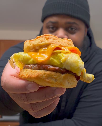 Air Fryer Sausage, Bacon, Egg & Cheese Biscuit