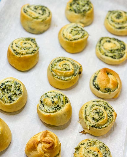 Spinach artichoke pinwheels 