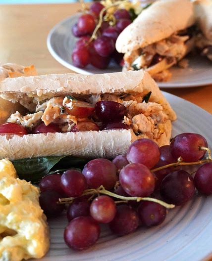 Savory Chicken, Basil, Red Grape Sandwich
