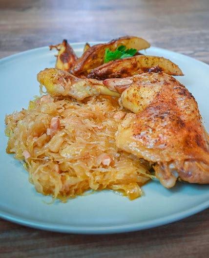 Sauerkraut Baked Chicken Legs