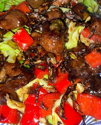 Black Bean Duck, Cabbage and Pepper Stir fry