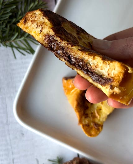 Dark Chocolate Peppermint Stuffed French Toast 