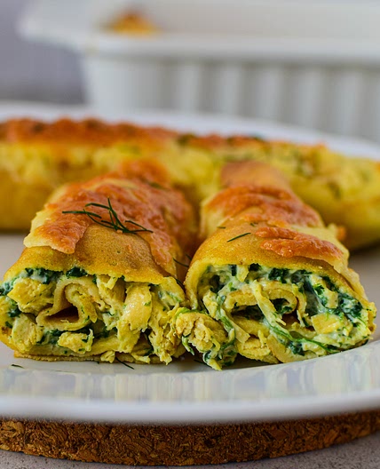 Crepes with chicken, cream cheese and spinach - Match made in heaven