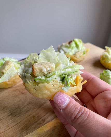 Parmesan Caesar salad cups 