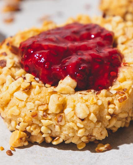 Raspberry Almond Butter Thumbprint Cookies