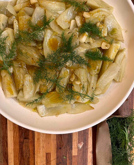 Jewish style braised fennel