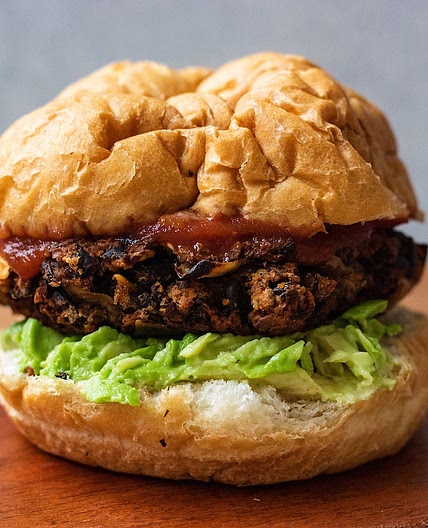 Vegan Oyster Mushroom Burger with Black Beans