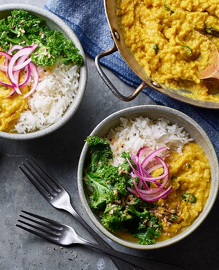 Sri Lankan dal with coconut and lime kale