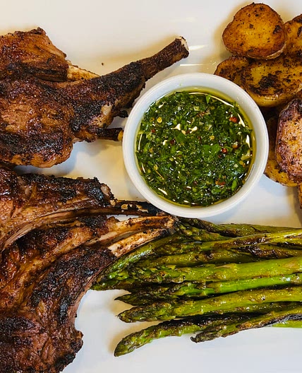 Grilled Lamb chops With Chimichurri Sauce 