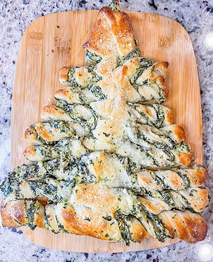 Christmas tree spinach dip breadsticks 
