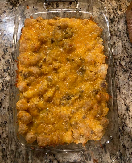 Tater-Tot Casserole with Guacamole!