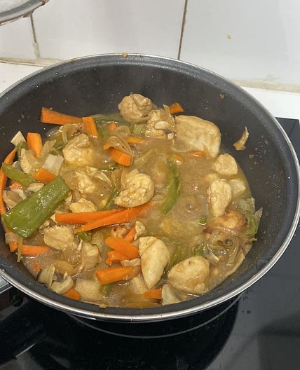 Pollo con salsa de ostras 