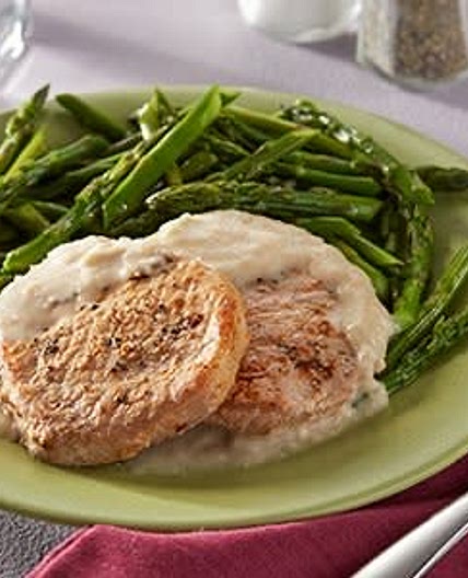 Baked Pork Chops with Garlicky Cream Sauce