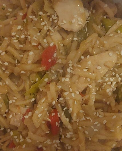 Sticky Chinese Chilli Chicken Egg Noodle Pot