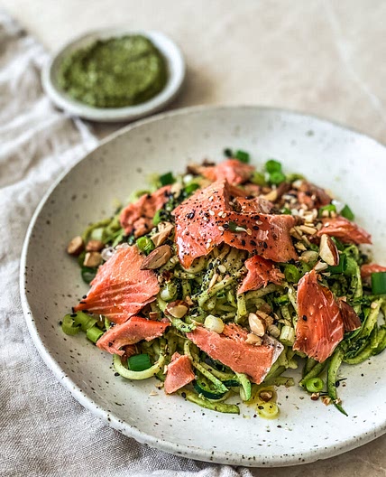 Miso Hemp Salmon Noodles