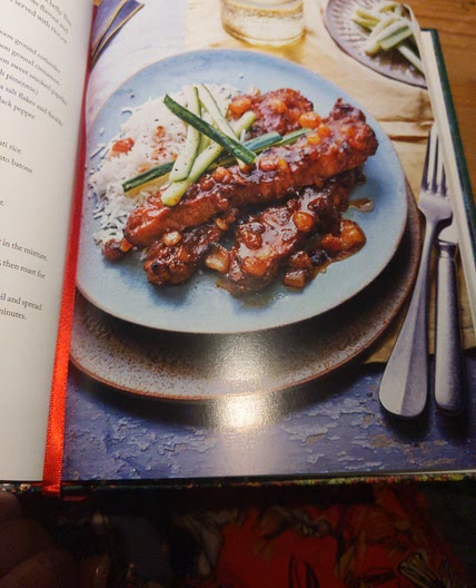 Sticky spiced apple pork belly slices