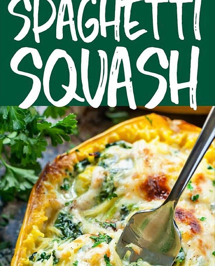 Garlic Parmesan spinach spaghetti squash