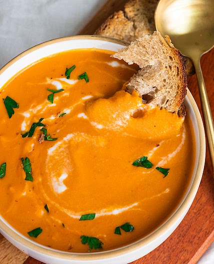 Vegan Creamy Butternut Squash Tomato Soup with Cashews