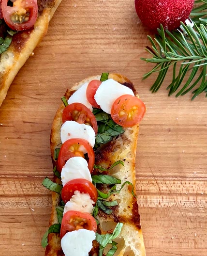 Candy Cane Caprese Toast