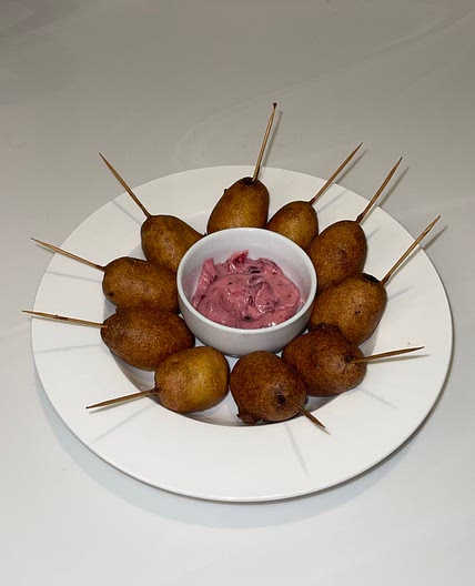 Christmas Corndogs With Cranberry and Mayo Dip