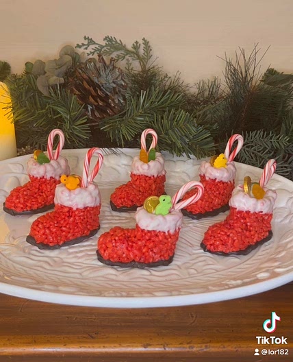 Santa boot rice Krispy treats