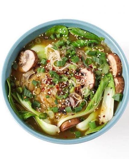 Ginger Garlic Noodle Soup with Bok Choy and Tofu