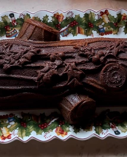 Marble yule log cake 🤍❄️