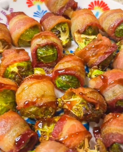 Air fryer bacon wrapped brusselsprouts 