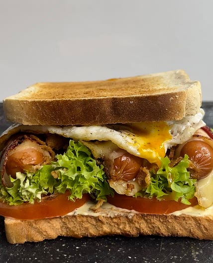 Wrapped sauasage sandwich
