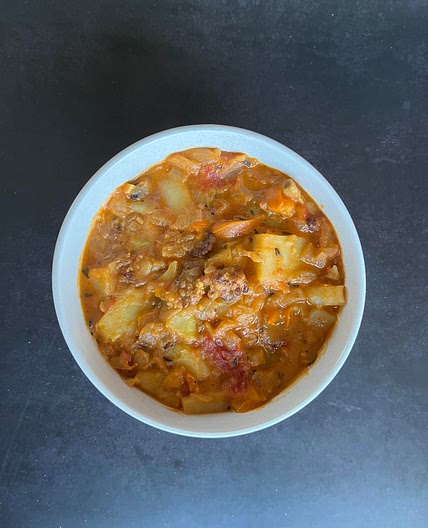 Italian Sausage Soup with Peppers, Onions, and Potatoes