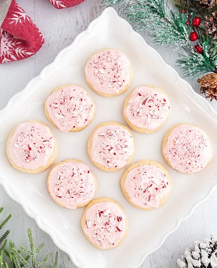 Peppermint Cookies with Peppermint Cream Cheese Frosting