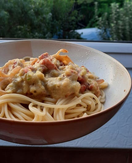 Pâte à la Courgette et poulet fris