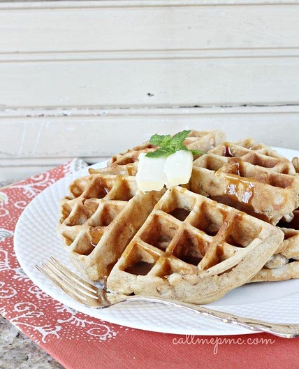 Blue Ribbon Apple Fritter Waffles with Caramel Sauce