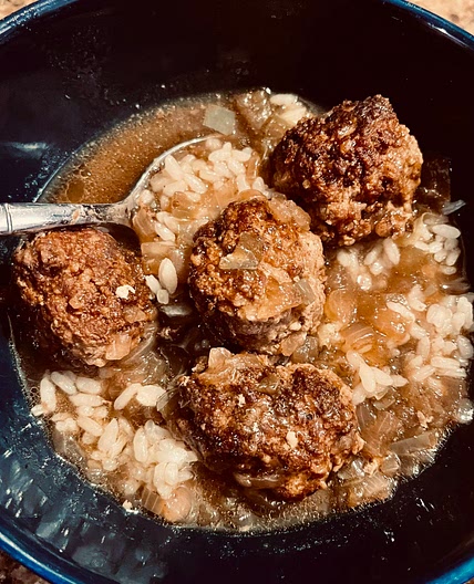 Meatball Rice and Gravy