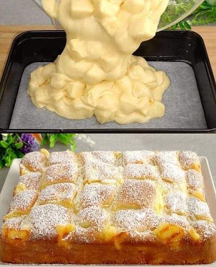 Apfelkuchen mit Vanillepudding