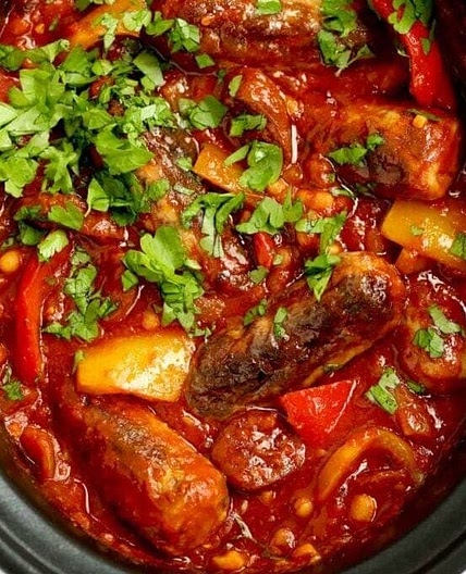 Slow Cooker Sausage Casserole with Chorizo and Beans