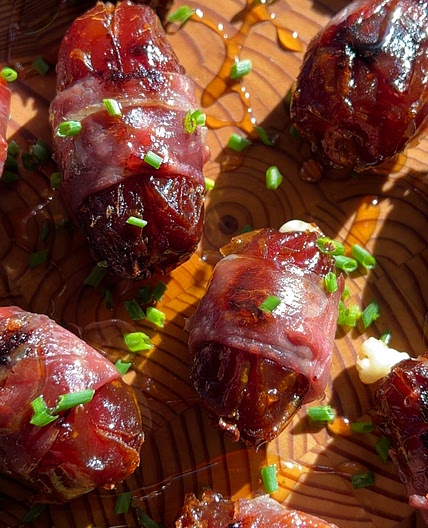 Parmesan Stuffed Prosciutto Wrapped Date Bites