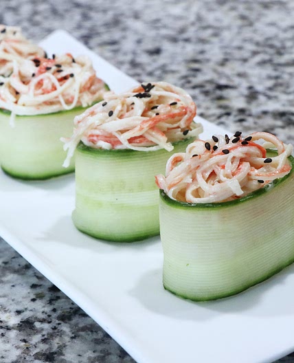 Cucumber and Crab-stick Rice Rolls (오이 맛살 초밥, OI MatSal ChoBap) | Aeri's Kitchen