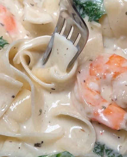 Shrimp Alfredo with Kale 