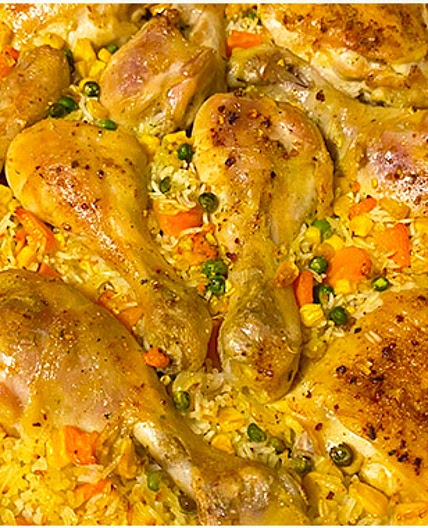 Hähnchen mit Gemüsereis