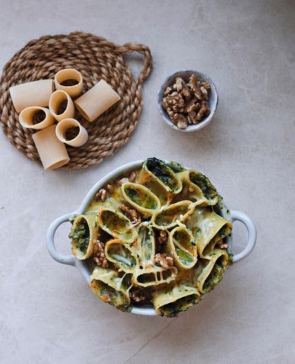 🌿Pasta rellena de Crema de Espinacas y nueces🌿