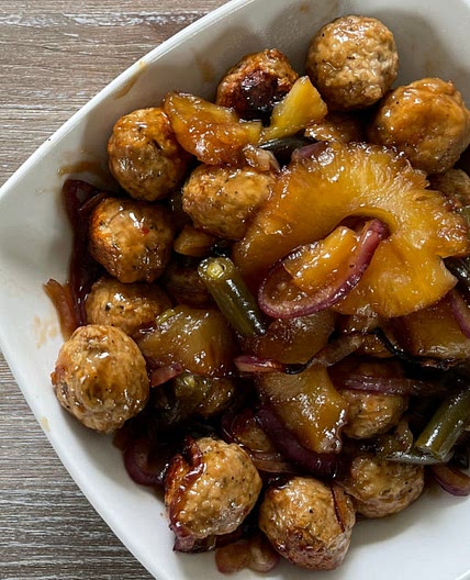 Sweet and Sour Meatballs Sheet Pan Meal