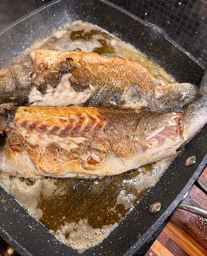 White fish fried in butter 