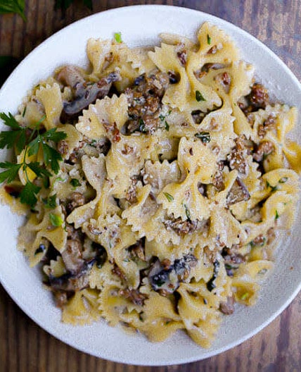 Peppercorn Black Pudding Mushroom Pasta