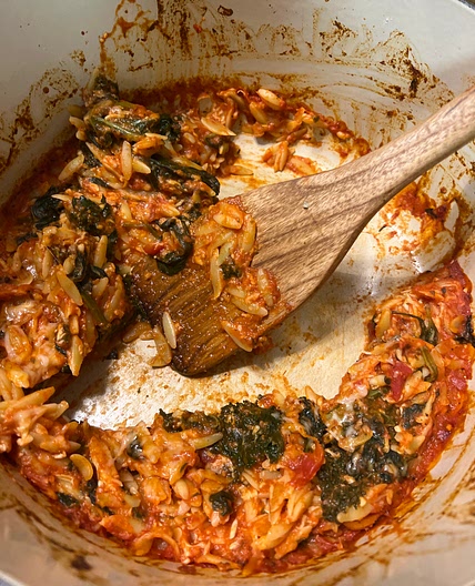 Cheesy baked orzo with Marinara