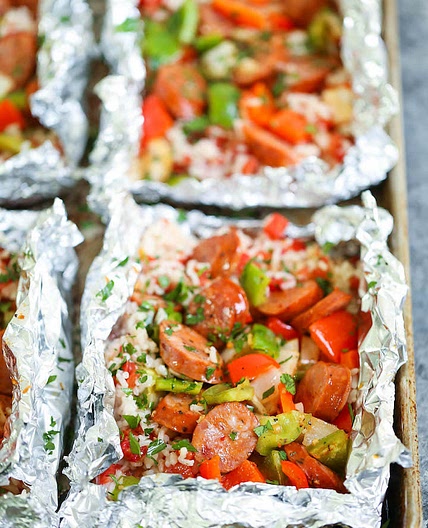Sausage and Pepper Foil Packets