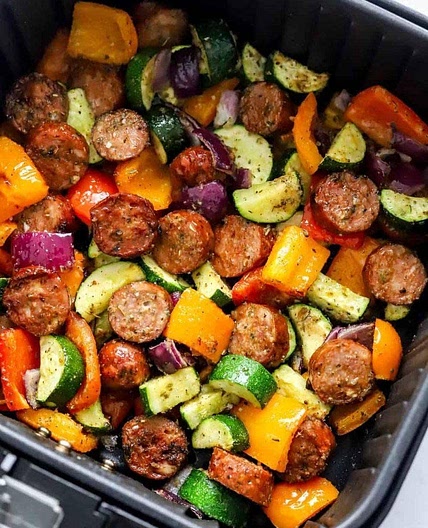 Air Fryer Chicken sausage and Veggies