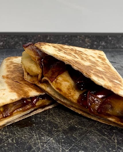Peanut butter fried apple wrap